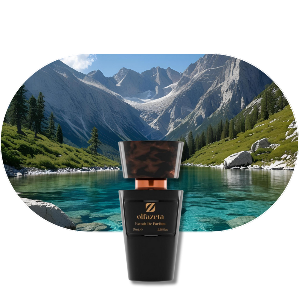Chogan Parfum 44 Duft mit frischen Bergamotte- und Mandarinnoten vor Alpenkulisse
