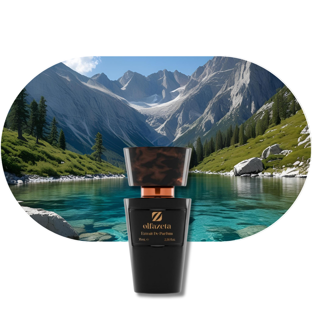 Chogan Parfum 44 Duft mit frischen Bergamotte- und Mandarinnoten vor Alpenkulisse