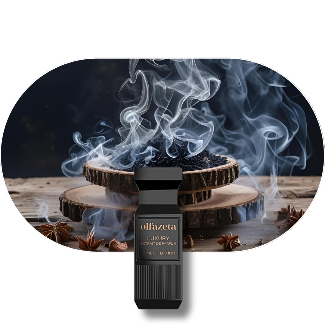 Chogan Parfum 74 Herrenduft mit rauchigen, holzigen Noten von Tabak, Cannabis und Kaffee in eleganter schwarzer Flasche