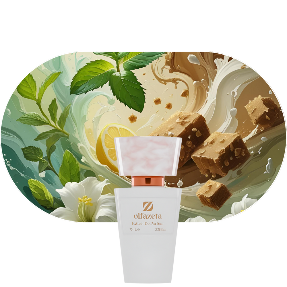 Chogan Parfum 76 Flakon mit Noten von Minze, Zitrone, Jasmin und braunem Zucker, natürliche frische und elegante Duftkomposition.
