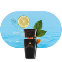 Chogan Parfum 079 schwarzer Flakon mit Zitrone, Minzblatt und Wasserspritzern, aromatischer Herrenduft