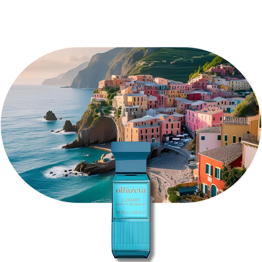 Chogan Parfum 125 mit mediterranen Zitrus- und Blumennoten, inspiriert von der italienischen Küste, inklusive Mandarinorange, Jasmin und Moschus.