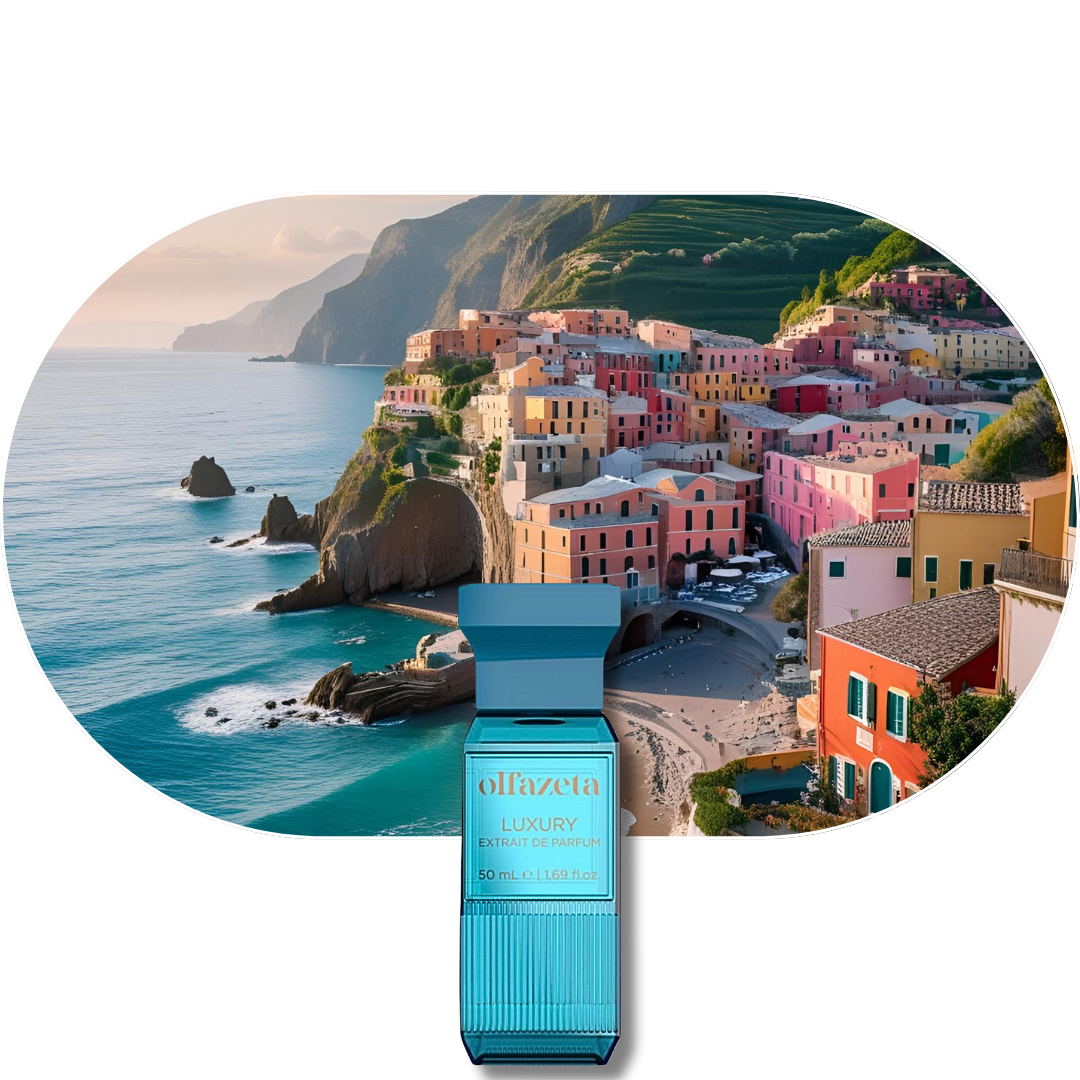 Chogan Parfum 125 mit mediterranen Zitrus- und Blumennoten, inspiriert von der italienischen Küste, inklusive Mandarinorange, Jasmin und Moschus.