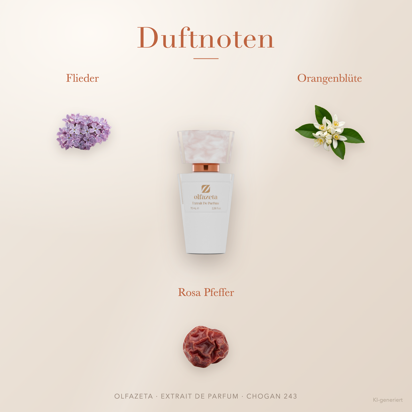 Chogan Parfum 243 Liaison Rose – Extrait de Parfum für Damen mit Orangenblüte und rosa Pfeffer – Produktansicht 2