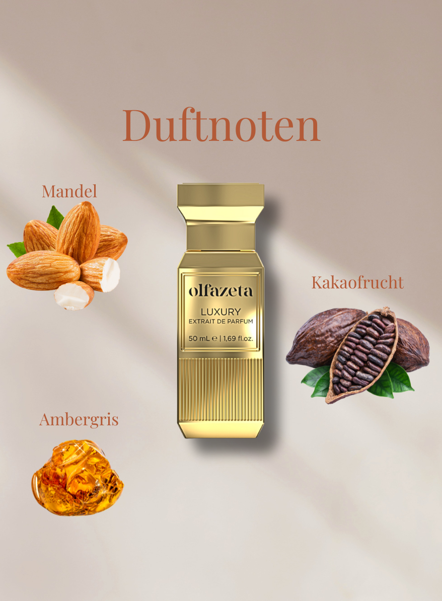 Chogan Parfum 124 Luxus Duft mit Noten von Kakaofrucht, Ambergris und Mandel, elegantes Parfümflakon auf hellem Hintergrund.