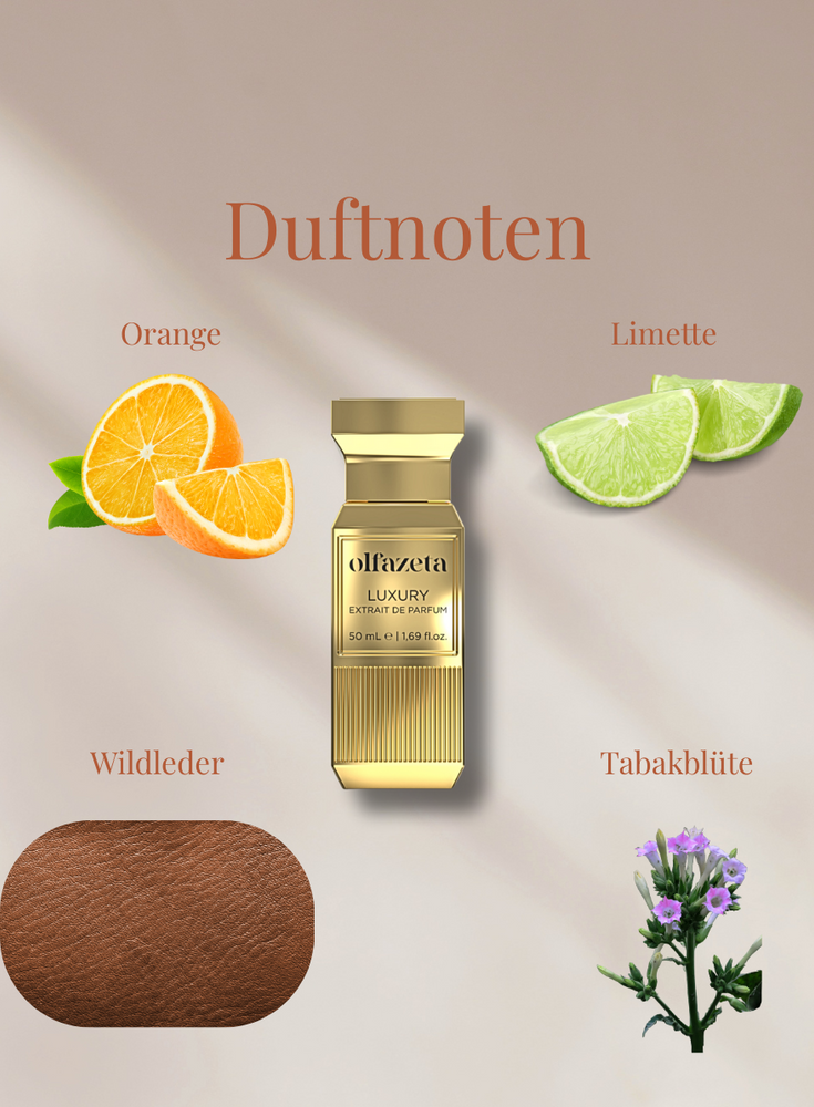 Chogan Parfum mit Duftnoten von Orange, Limette, Wildleder und Tabakblüte in luxuriösem Flakon