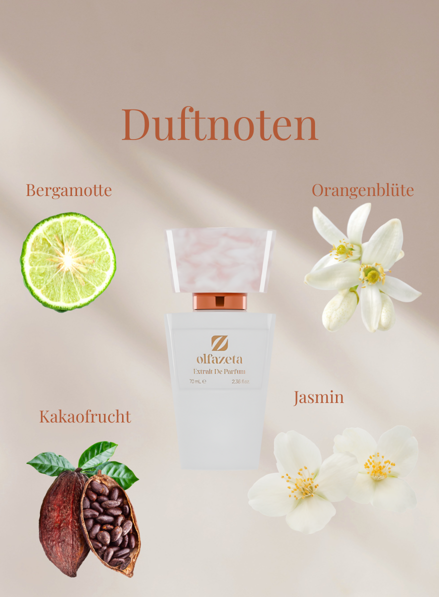 Chogan Parfum 131 mit Duftnoten von Bergamotte, Orangenblüte, Jasmin und Kakaofrucht in elegantem Flakon