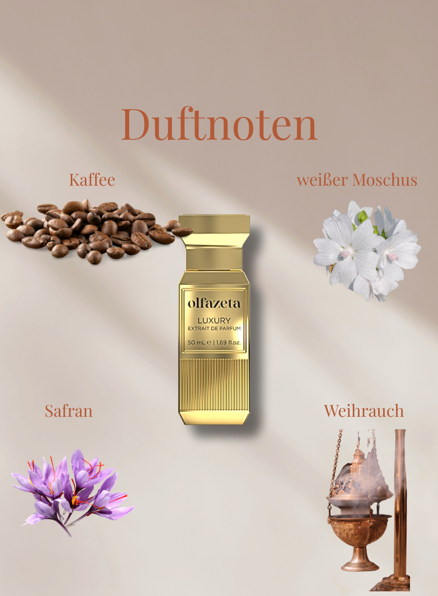 Chogan Parfum 141 mit Duftnoten von Kaffee, Safran, weißem Moschus und Weihrauch, luxuriöser Unisex-Duft in edler goldener Flasche