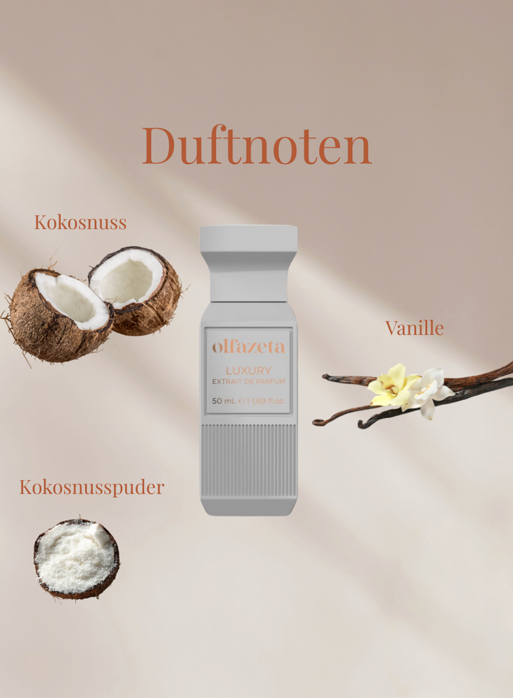 
                  
                    Chogan Parfum 143 mit Duftnoten von Kokosnuss, Kokosnuspuder und Vanille im eleganten Flakon.
                  
                