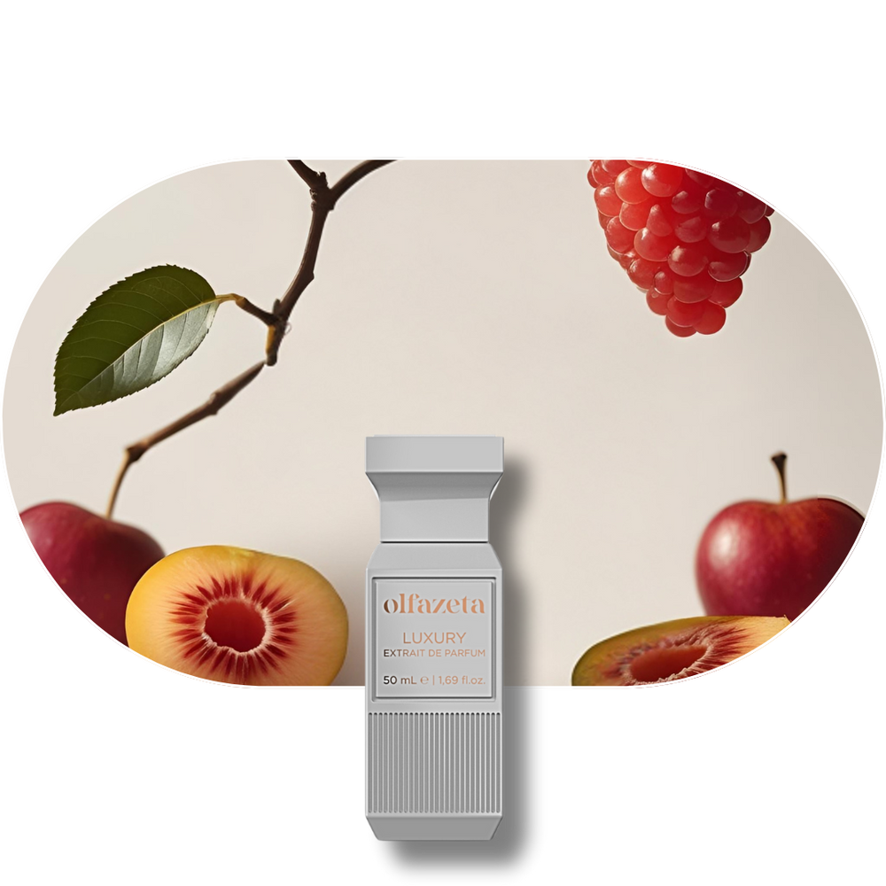 Chogan Parfum Event23 Damenduft mit fruchtigen Noten von Himbeere, Pfirsich und Pflaume, holzigen Herztönen und Vanille-Moschus-Basis.