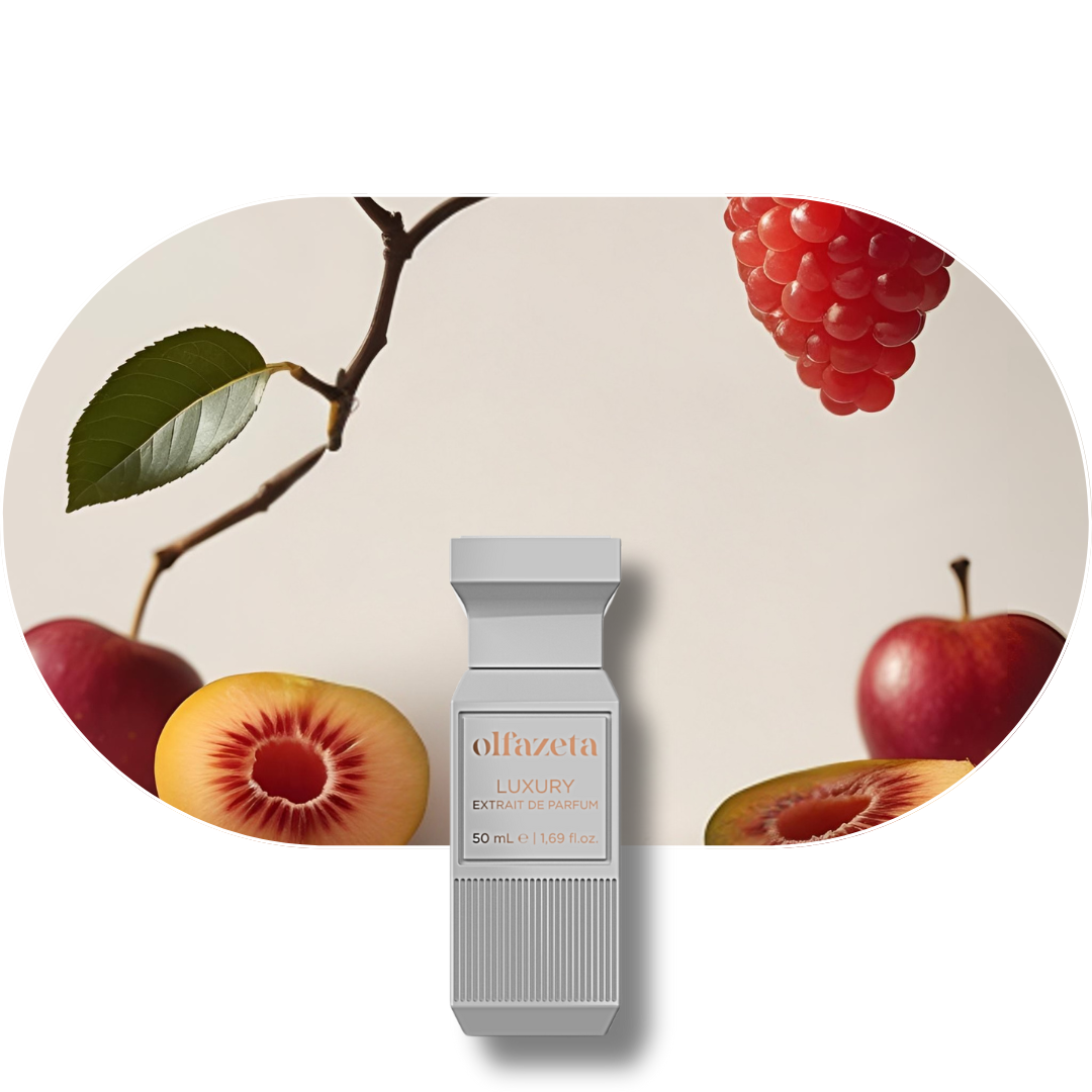 Chogan Parfum Event23 Damenduft mit fruchtigen Noten von Himbeere, Pfirsich und Pflaume, holzigen Herztönen und Vanille-Moschus-Basis.